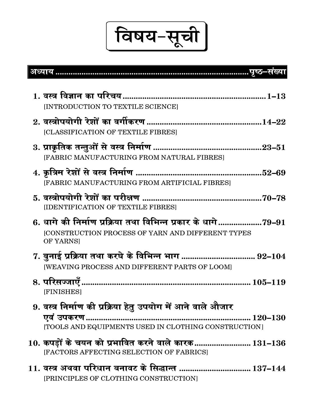 Textile Science (वस्त्र विज्ञान)